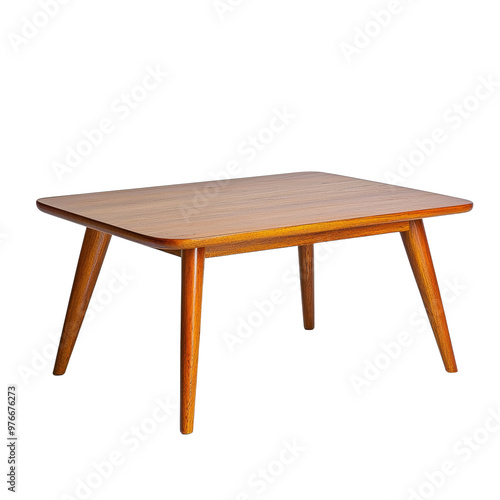 Minimalist wooden table with sleek design and four legs