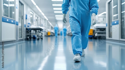Cleaning epoxy surface in medical facility, epoxy hygienic cleaning, spotless and hygienic
