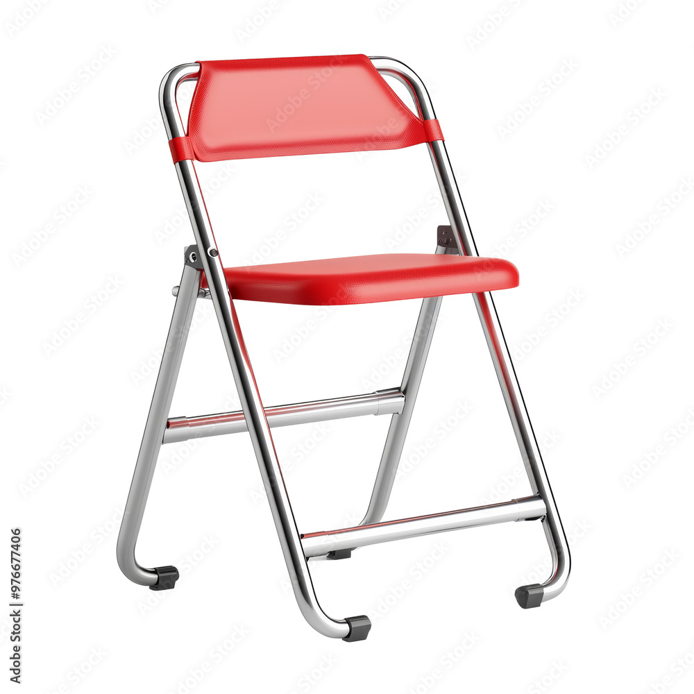 Foldable red chair with metal frame for versatile seating options Foldable red chair with metal frame for versatile seating options