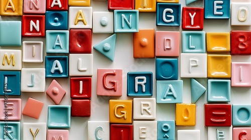 A vibrant assortment of letter tiles creatively arranged to form an anagram highlights playful wordsmithing.