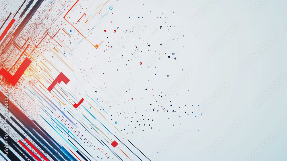 Abstract white background with Colorful geometric and circle lines. Digital future technology . Abstract business connection of lines from nodes innovation of communication in the network. Abstract white background with Colorful geometric and circle lines. Digital future technology . Abstract business connection of lines from nodes innovation of communication in the network.