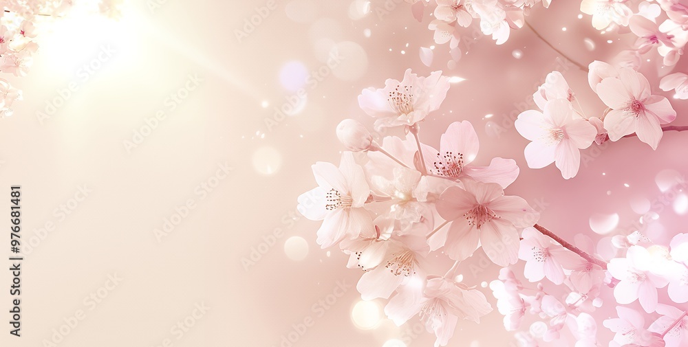 Delicate pink cherry blossoms with soft bokeh background, perfect for spring or wedding themes.