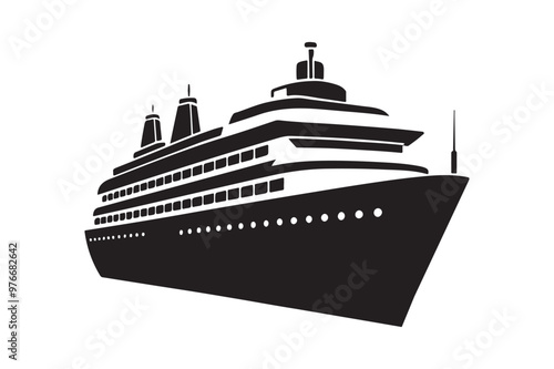 Cruise Ship silhouette vector illustration, Cruise Ship silhouette vector , Cruise Ship silhouette PNG 
