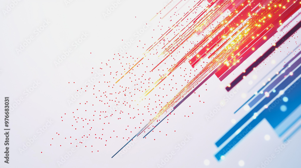 Obraz premium Abstract white background with Colorful geometric and circle lines. Digital future technology . Abstract business connection of lines from nodes innovation of communication in the network.