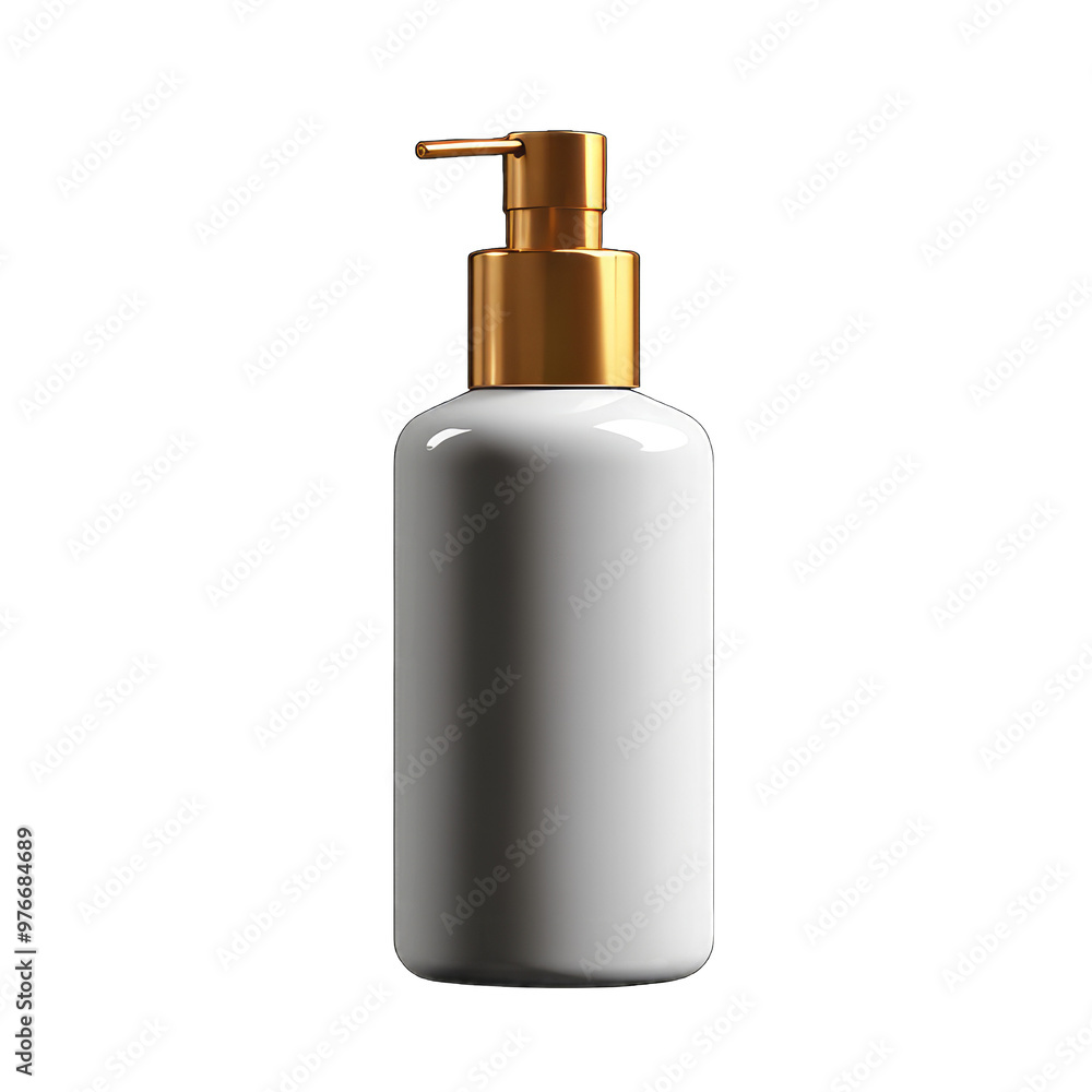 Sleek White Shampoo Bottle with Golden Accents Sleek White Shampoo Bottle with Golden Accents