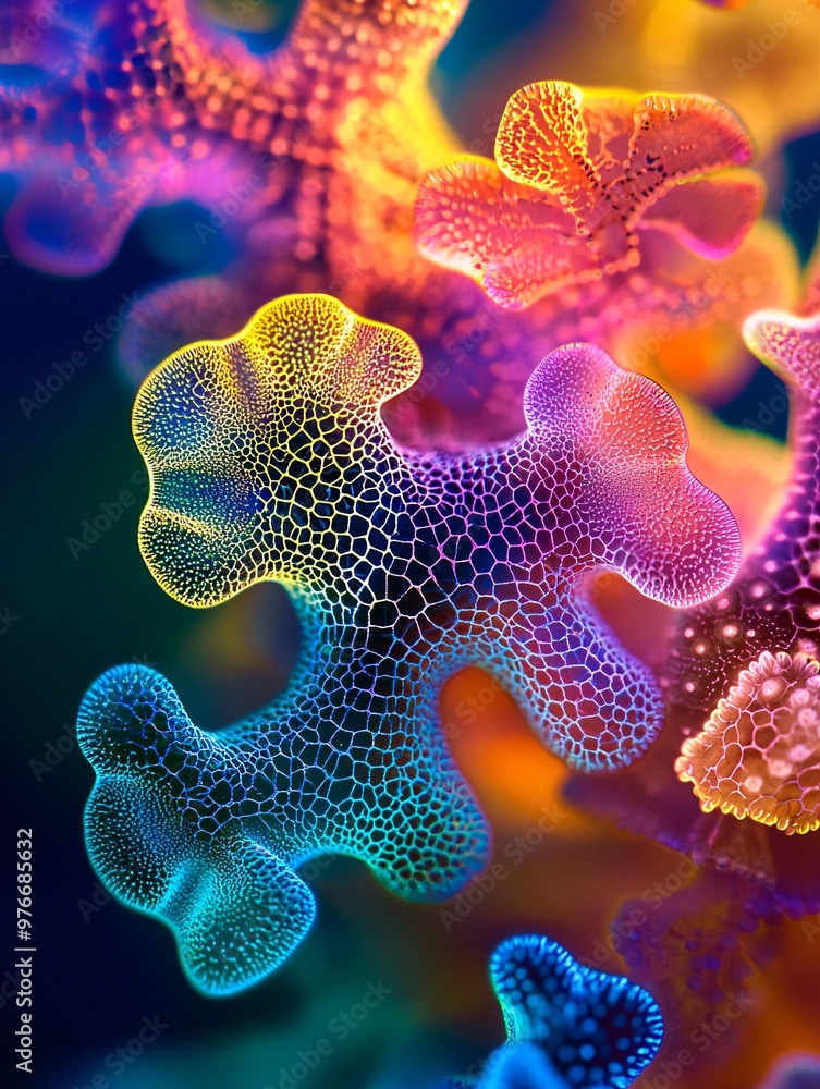 Microscopic imagery reveals complex, fibrous cellular structures with remarkable detail. Microscopic imagery reveals complex, fibrous cellular structures with remarkable detail.