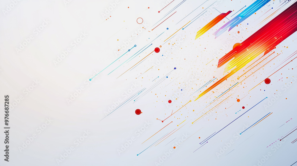 Abstract white background with Colorful geometric and circle lines. Digital future technology . Abstract business connection of lines from nodes innovation of communication in the network. Abstract white background with Colorful geometric and circle lines. Digital future technology . Abstract business connection of lines from nodes innovation of communication in the network.