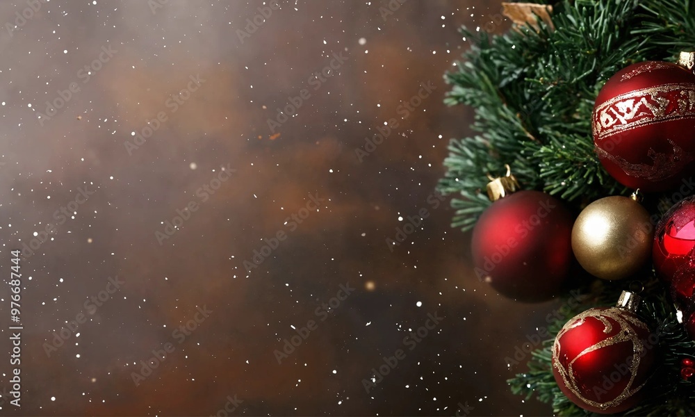 Christmas background with fir tree and decor, with copy space Christmas background with fir tree and decor, with copy space