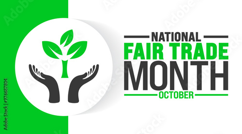 Fair Trade Month background or banner design template is observed every year in October. Holiday concept. Template for card, poster, placard, template. eps 10