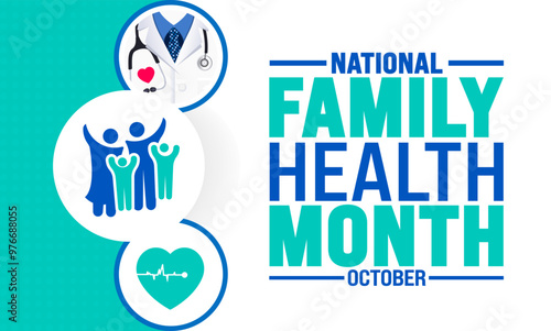 Family Health Month background or banner design template is observed every year in October. Holiday concept. Template for card, poster, placard, template. eps 10