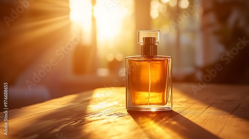 Perfume Bottle in Warm Sunlight photo