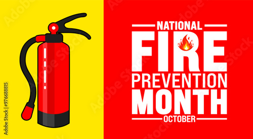 National Fire Prevention Month background or banner design template is observed every year in October. Holiday concept. Template for card, poster, placard, template. eps 10