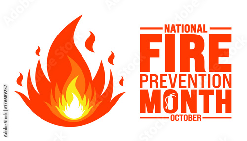 National Fire Prevention Month background or banner design template is observed every year in October. Holiday concept. Template for card, poster, placard, template. eps 10