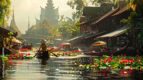 Thai floating market wallpaper