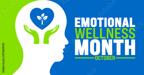 Emotional Wellness Month background or banner design template is observed every year in October. Holiday concept. Template for card, poster, placard, template. eps 10