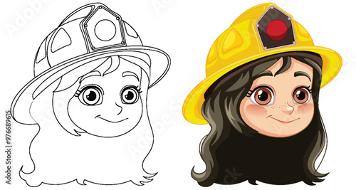 Firefighter Girl Vector Illustration