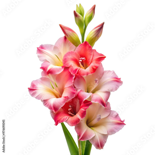 Pink Gladiolus Flower Isolated on Transparent Background