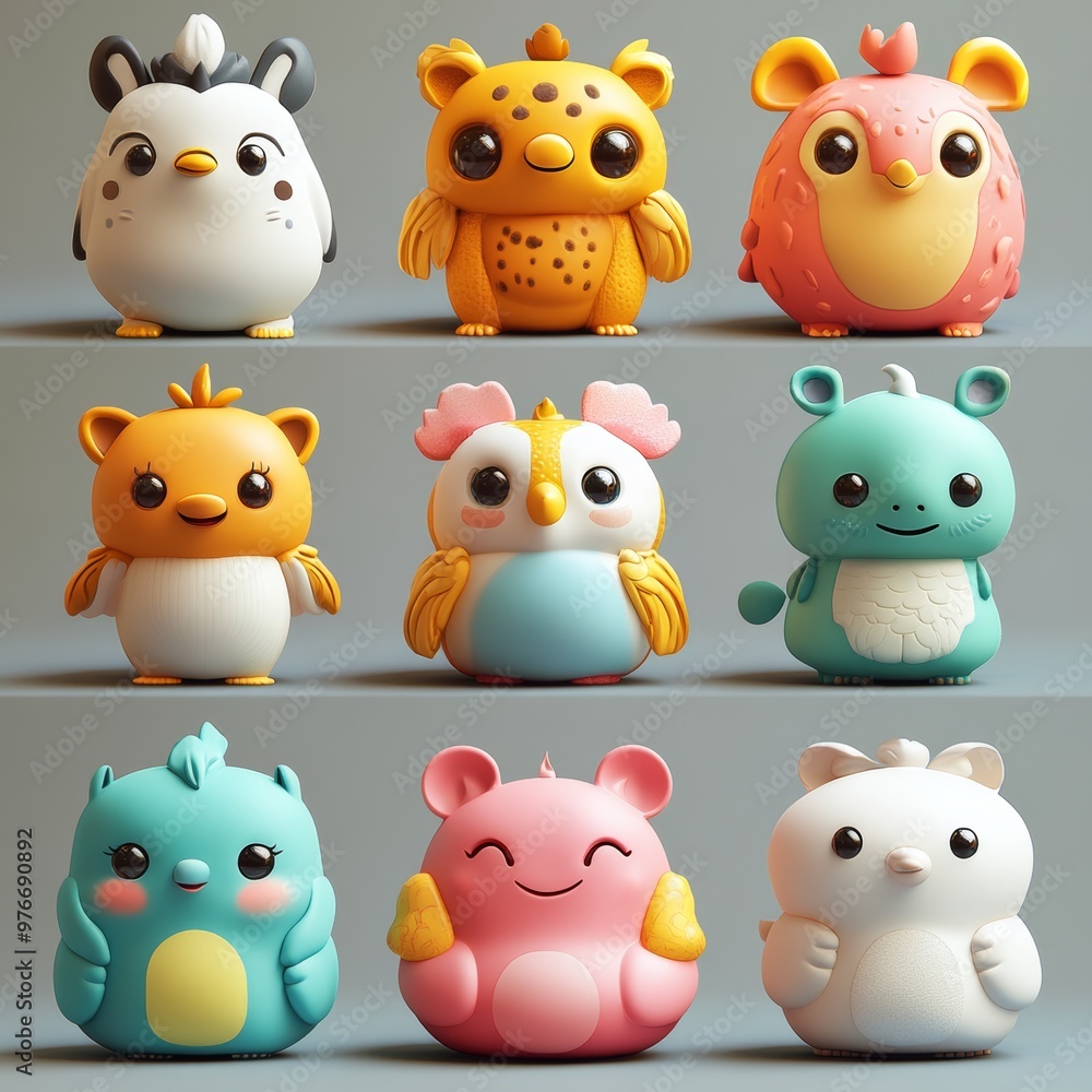 Cute Cartoon Birds 3D Render Illustration Cute Cartoon Birds 3D Render Illustration