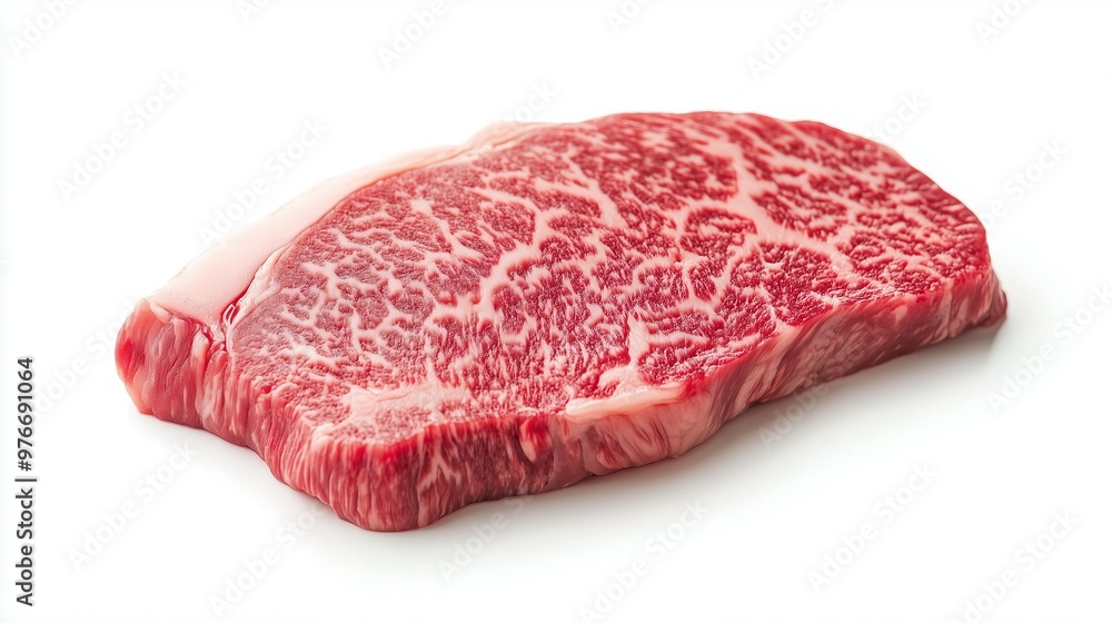 Fresh wagyu raw beef steak on white background Fresh wagyu raw beef steak on white background