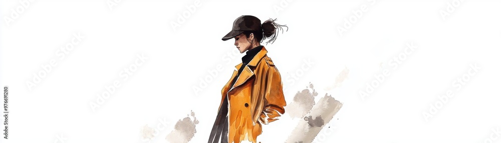 A stylish woman in a vibrant yellow coat exudes confidence and elegance, set against a minimalist background. A stylish woman in a vibrant yellow coat exudes confidence and elegance, set against a minimalist background.