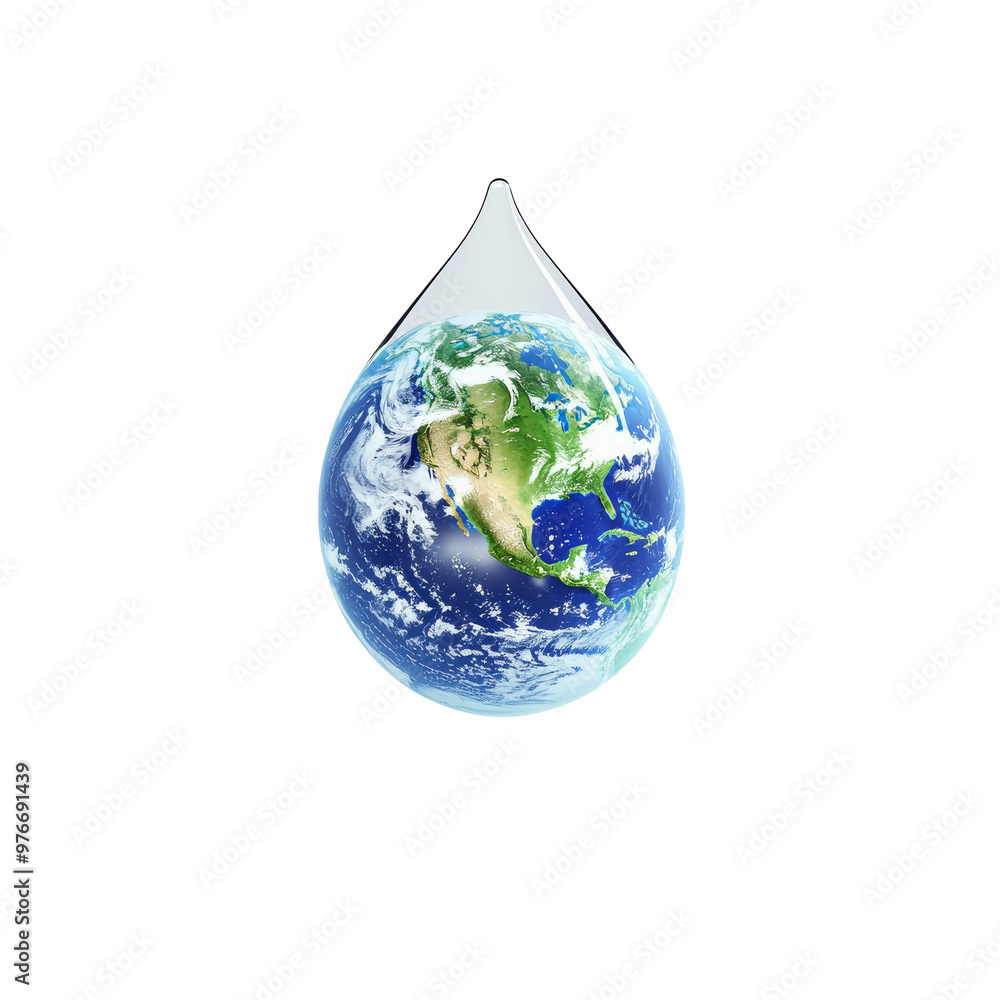 Obraz premium Earth inside a water droplet symbolizing environmental conservation