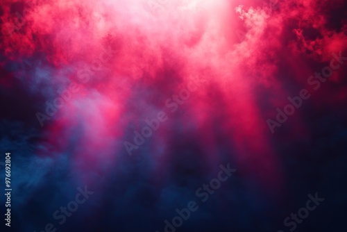 Dramatic red and blue cloud pattern creating an atmospheric backdrop with rays of light shining through, perfect for artistic projects.