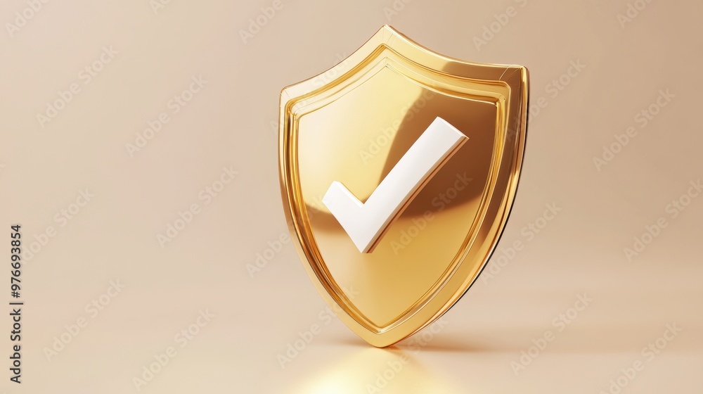 Gold Shield Checkmark. Gold Shield Checkmark.