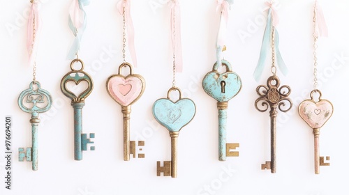 Vintage Heart Keys.