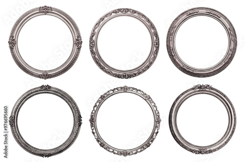 Set of round silver frames, cut out