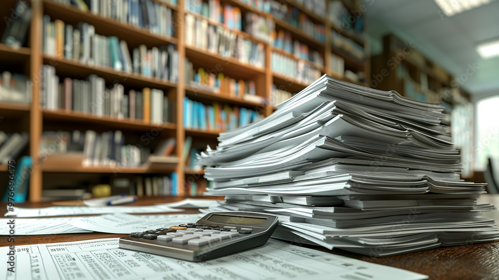 Stack of Financial Documents and a Calculator Stack of Financial Documents and a Calculator