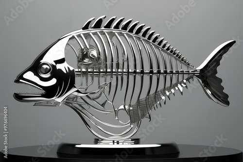 Chrome fish skeleton figuri...