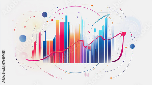 Abstract white background with Colorful charts and graphs with statistics to innovative analyze business potential and forecast future development of companies growth.