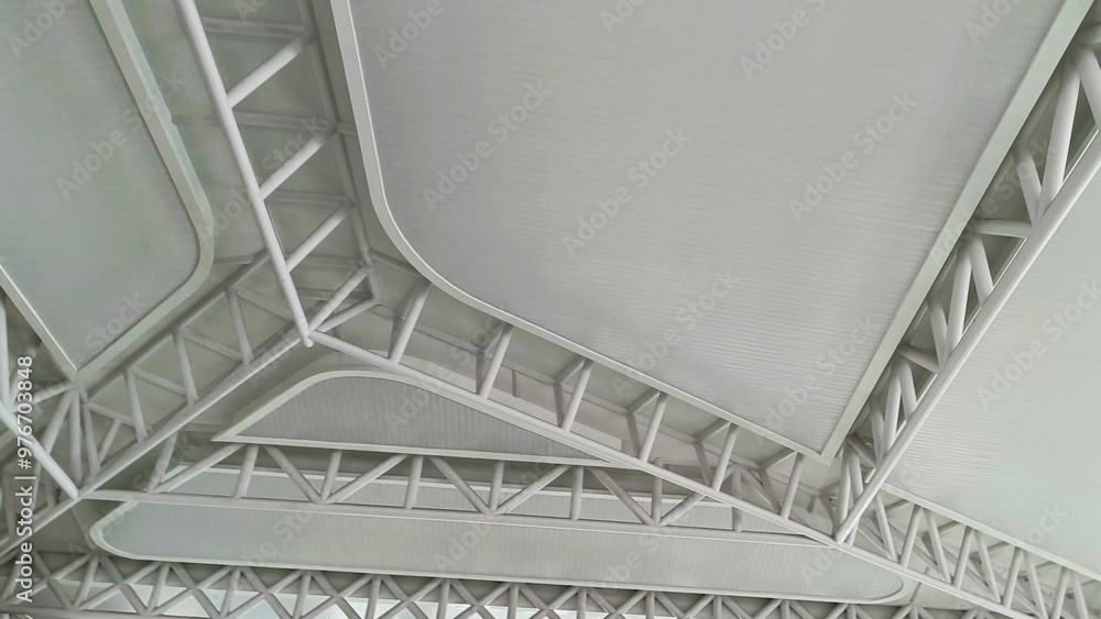 Fototapeta premium The aesthetic building ceiling is white and clean