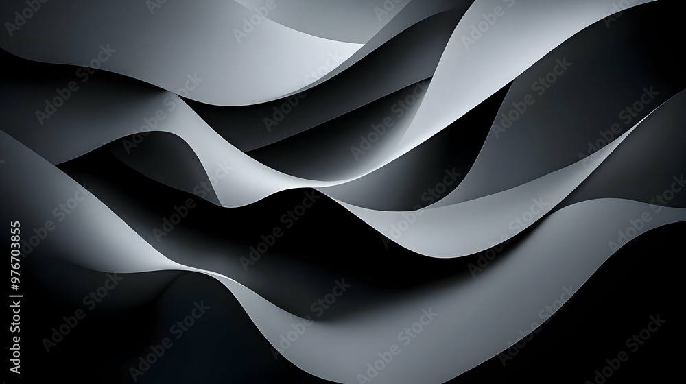 Abstract background with smooth black and white waves in a stylish modern design Abstract background with smooth black and white waves in a stylish modern design