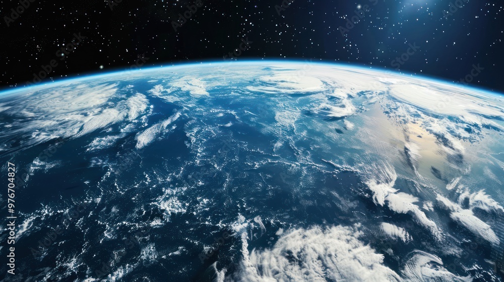Fototapeta premium Stunning view of Earth from space with stars in the background