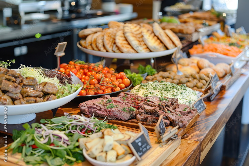 Buffet food in the table, Meat, Beef Buffet food in the table, Meat, Beef