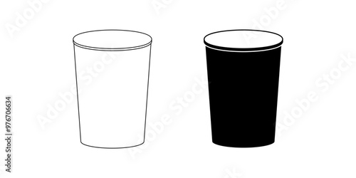 outline silhouette paper cup icon set isolated on white background