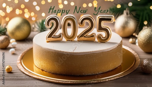Write Welcome happy new year 2025 on cake 