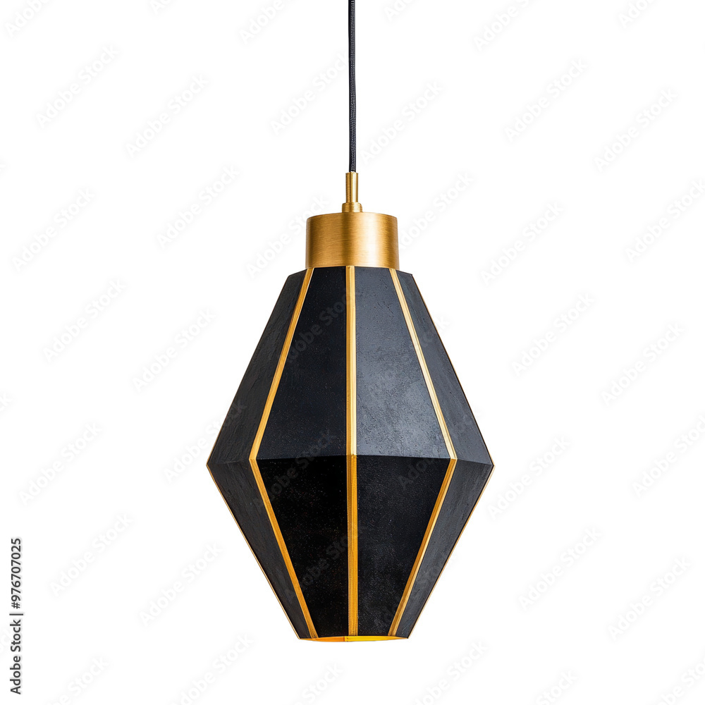 Modern geometric pendant lamp with black and gold design Modern geometric pendant lamp with black and gold design