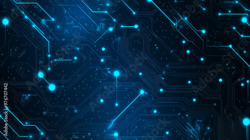 Abstract background featuring a technology circuit board texture. This digital data industry banner showcases an engineering electronic motherboard with wave flow in a vector illustration.