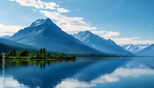 Majestic Blue Mountains Under a Clear Sky Symbolizing Strength and Peace