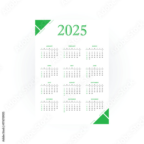 2025 New year Simple calendar template vector illustration