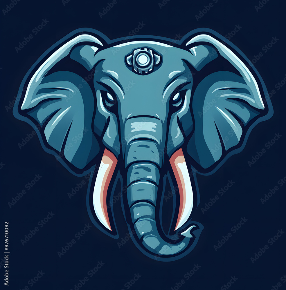 Minimalistic Vector Elephant Logo with Wrench Minimalistic Vector Elephant Logo with Wrench