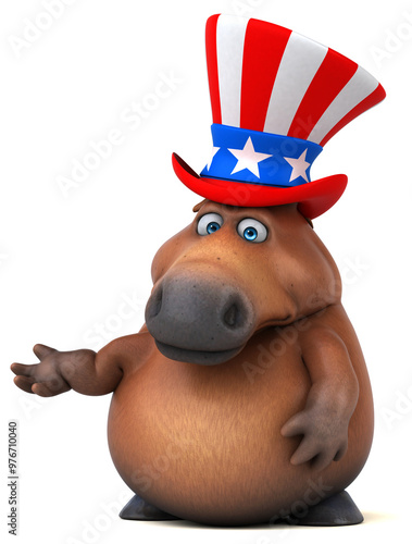 Fun 3D cartoon horse with an uncle sam hat