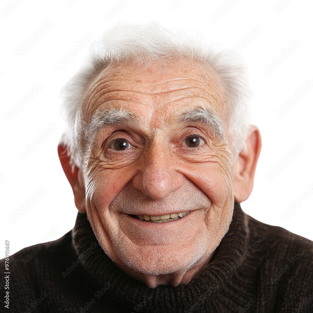 Portrait of a joyful elderly man, smiling, isolated on white background Portrait of a joyful elderly man, smiling, isolated on white background