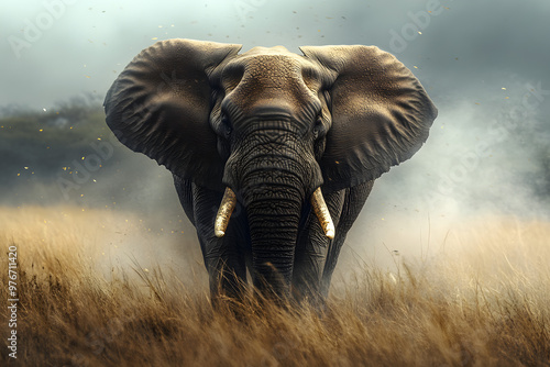 Realistic African Elephant with Angry Appearance