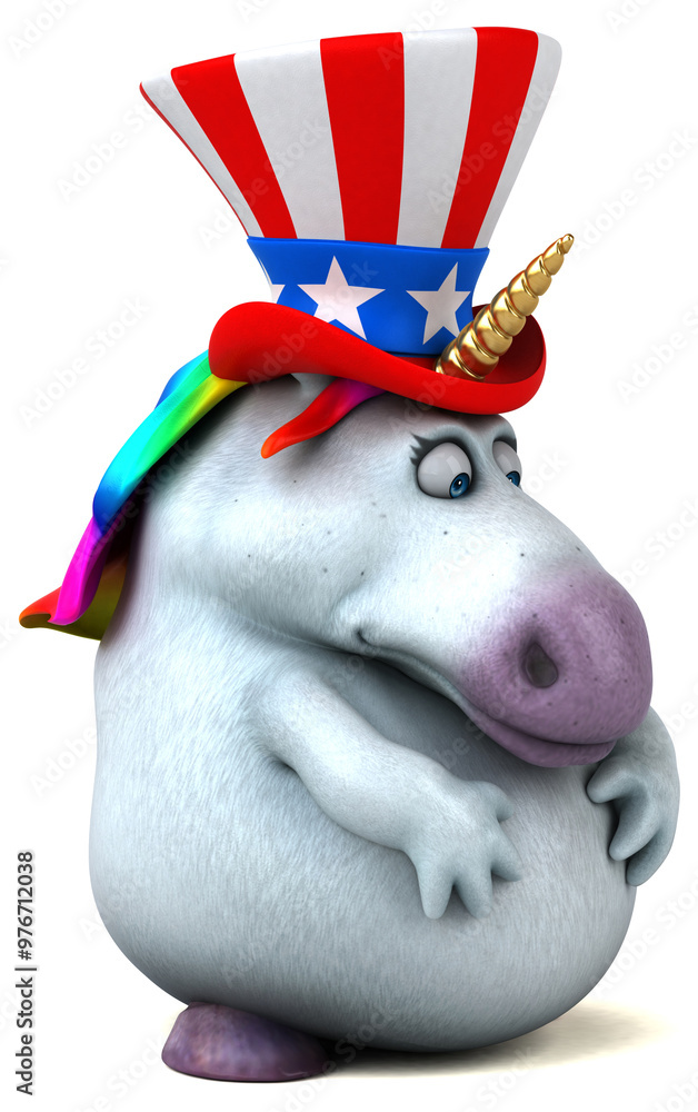 Obraz premium Fun 3D cartoon zebra with an uncle sam hat