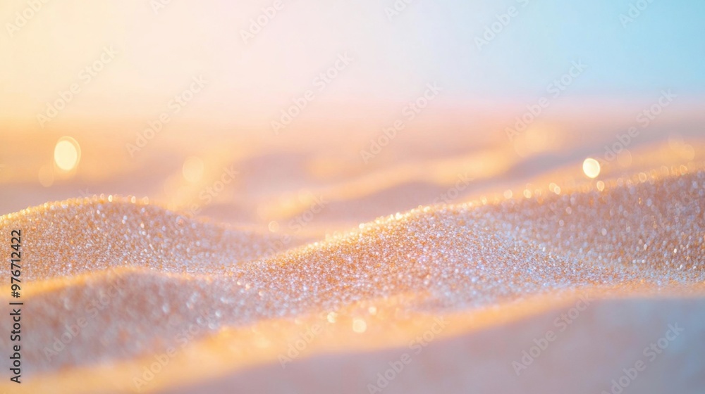 Sunlit sand dunes with glowing grains and bokeh effects at sunset Sunlit sand dunes with glowing grains and bokeh effects at sunset