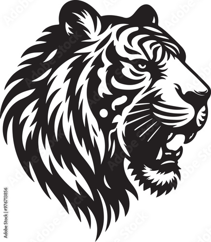 Wallpaper Mural tiger head silhouette vector art illustration Torontodigital.ca