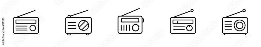 Radio tuner icon set. Radio broadcast outline vector symbol. Vector Radio tuner icon set. Radio broadcast outline vector symbol. Vector